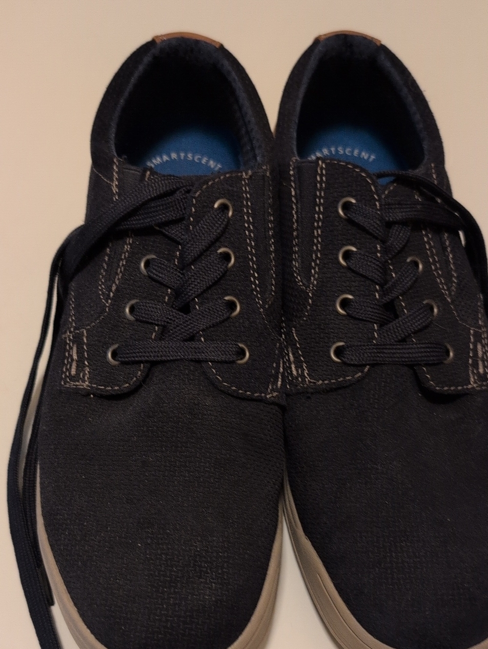 Nunn Bush Navy Canvas Lace-Up Sneakers with White Soles